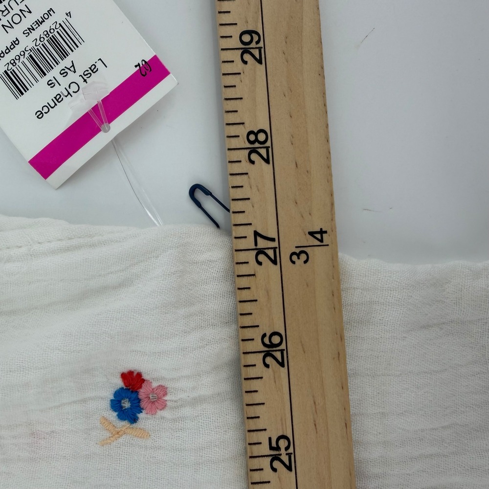 Caslon 100% Cotton White Gauze Embroidered Floral Blouse Plus Size 2X - Picture 6 of 6
